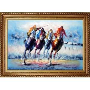 Horse Racing Galloping Oil Painting, with Exquisite Dark 