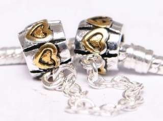   Bead 4 European Bracelet Golden Heart / Daisy Safety Chain CHARM