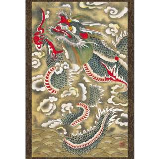 Wall Decor Hanging Scroll Korean Folk Dragon Painting  