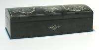 OLD ANTIQUE METAL JEWELRY BOX OTTOMAN SILVER INLAY  