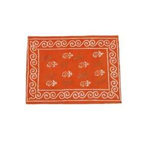  Abigails Orange Cotton Placemat with Hand Block Printed 