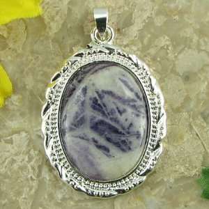   silver lavender crazy lace agate flat oval pendant