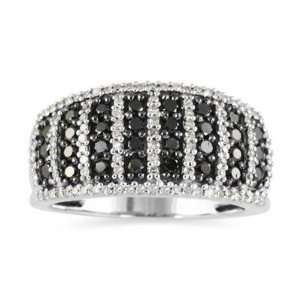  Black and White Diamond Ring in 10K White Gold SZUL 