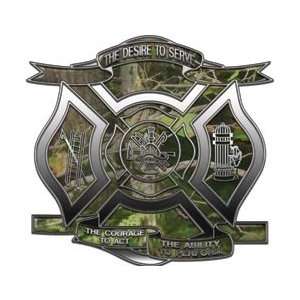  Desire to Serve Firefighter Decal in Camo 4 Reflective 