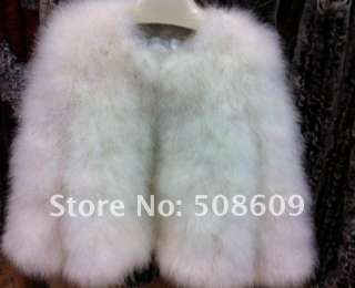Hot Sale NEW Real Fur Ostrich Feather Fur Coat Jacket soft Warm beige 