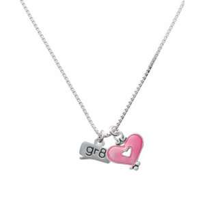  gr8   Great   Text Chat and Trasnlucent Pink Heart Charm 