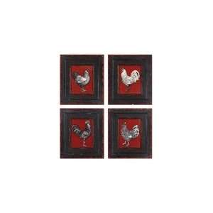 Uttermost Multicolor Hens and Roosters Art   Set Of 4  