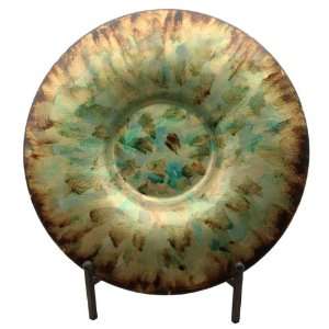   Emerald Gold Artisan Glass Charger Decorative Plate
