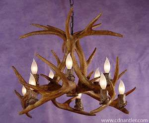 REPRODUCTION WHITETAIL INVERTED DEER ANTLER CHANDELIER 10 LAMPS RS3