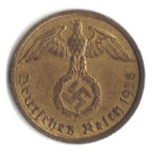  1938 A German Third Reich 10 Reichspfennig Coin KM#92 