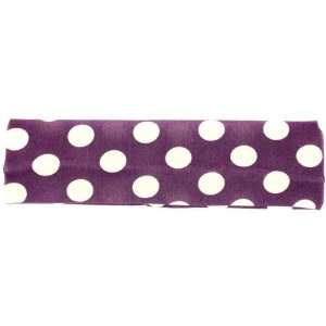  Nylon Stretch Fabric Headbands in Purple with White Polka 