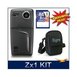 Kodak Zx1 Pocket Video Camera Kit with 8GB Card (Black 