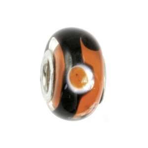  IMPPAC lack and red Murano Style Glass Bead, Retro R, 925 