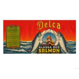  Delca Brand Salmon Label   Seattle, WA Giclee Poster Print 