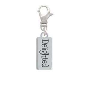  Delighted Rectangle   Silver Plated Clip on Charm 