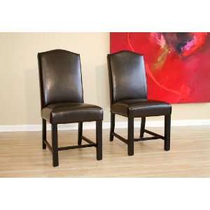  Set of 2 Classic Design Dark Brown Leather Chairs