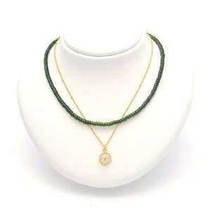  [Aznavour] Simple Ether Double Necklace / khaki. Jewelry