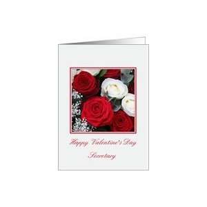  Secretary Happy Valentines Day red and white roses Card 