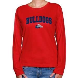  Samford Bulldogs Ladies Red Logo Arch Long Sleeve Classic 
