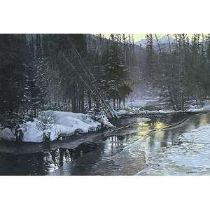  Robert Bateman   Winter Sunset Moose Canvas Giclee