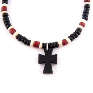  Wooden Bead Necklace   Cross Pendant Jewelry