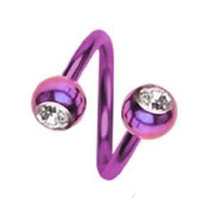   with Press Fit Cz Jeweled Balls 16 Gauge 3/8 Inch Twist Barbell By63