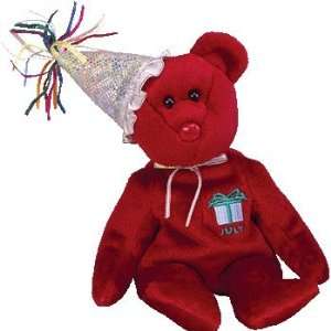  TY Beanie Baby   JULY the Teddy Birthday Bear (w/ hat 