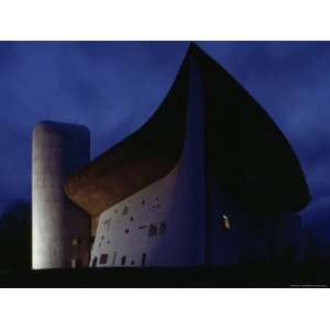  The Exterior of the Chapel of Notre Dame Du Haut, Ronchamp, France 