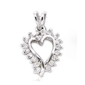    14k White Gold Dragon s Tooth Diamond Heart Pendant Jewelry