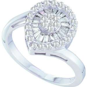com 14KWG .75CT Diamond Flower Ring Featuring Marquise Shape Diamond 