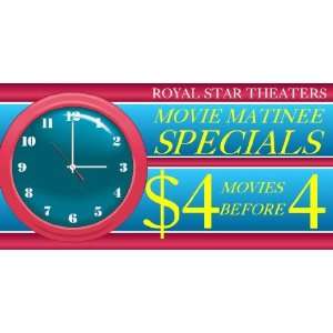  3x6 Vinyl Banner   Movie Theater Matinee Specials 