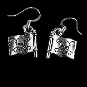   Shiver Me Timbers Pirate Flag or Jolly Roger Charm Earrings Jewelry