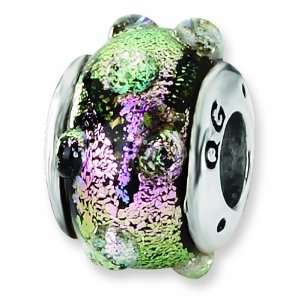    Sterling Silver Reflections Purple Dichroic Glass Bead Jewelry