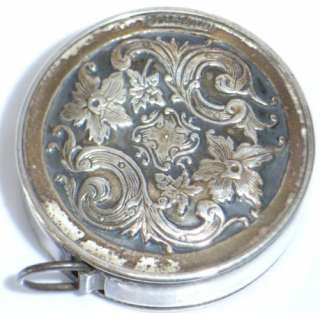 Tape Measure Silver Flowers & Foliage for Victorian Sewing Box Case 