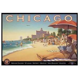  World Travel Poster Chicago & Southern Air 9 inch by 13 