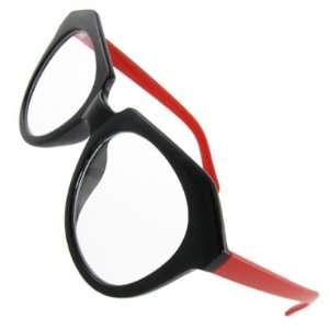   Red Plastic Arms Oversize Clear Lens Plain Glasses
