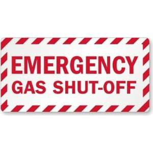  Emergency Gas Shut Off Aluminum Label, 10 x 5 Office 