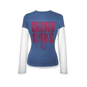 Chicago Cubs Womens Triblend Double Layer T Shirt by 5th & Ocean 