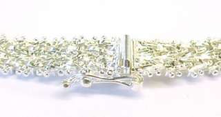 MILOR ~ Sterling Silver Diamond Cut Riccio Link V Drop Necklace; ITALY 
