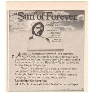  1976 Al DiMeola Land of the Midnight Sun Print Ad (Music 