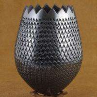 Authentic Mata Ortiz Black on Black Tulip Shape Pottery Vase by 