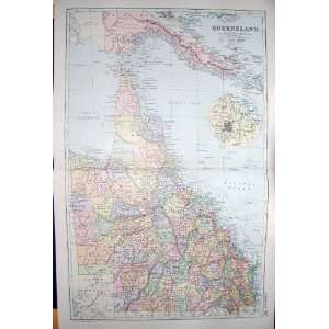  BACON MAP 1894 QUEENSLAND AUSTRALIA PLAN BRISBANE