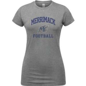 Merrimack Warriors Sport Grey Womens Varsity Washed Football Arch T 