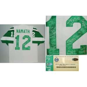 1969 Jets Team Signed #12 Namath Throwback Jersey w/25 