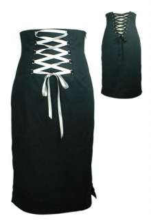 High Waist Corset Pencil Skirt Black Rockabilly Goth  