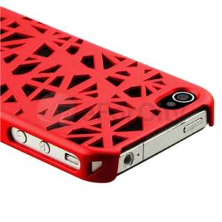 Interwove Line Birds Nest Style Rear Red Hard Case Cover for iPhone 4 