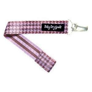  Baby Dry Goods 030 15 Pink Brown Houndstooth Pacifier Clip Baby