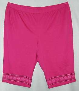 Plus Size 5X Soft Knit Capris Liz & Me Pink with Embroidered Sequin 
