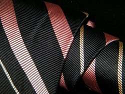 LANVIN Paris Woven Silk Mens Necktie BLACK PINK GOLD STRIPE Neck Tie 