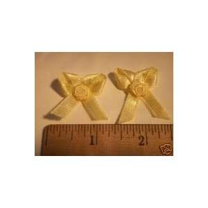   Yellow Satin Bows and Rose Flower For Wedding Favors 
